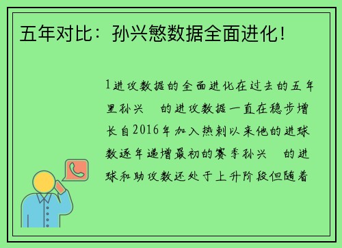 五年对比：孙兴慜数据全面进化！